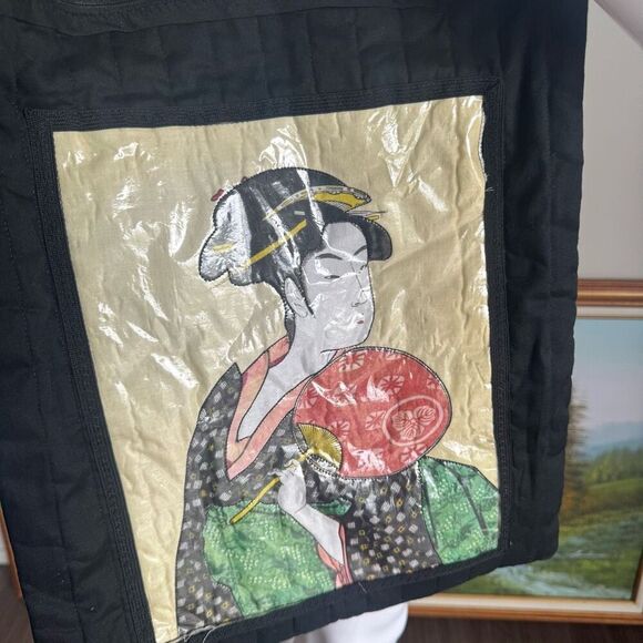 Vintage Black & Gold Geisha Print Tote Bag - Picture 4 of 5